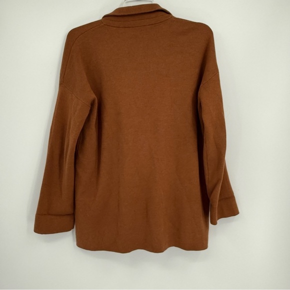 Michael Stars Two Button Cardigan Blazer Size Medium Brown Pockets Cotton Women - Picture 8 of 9